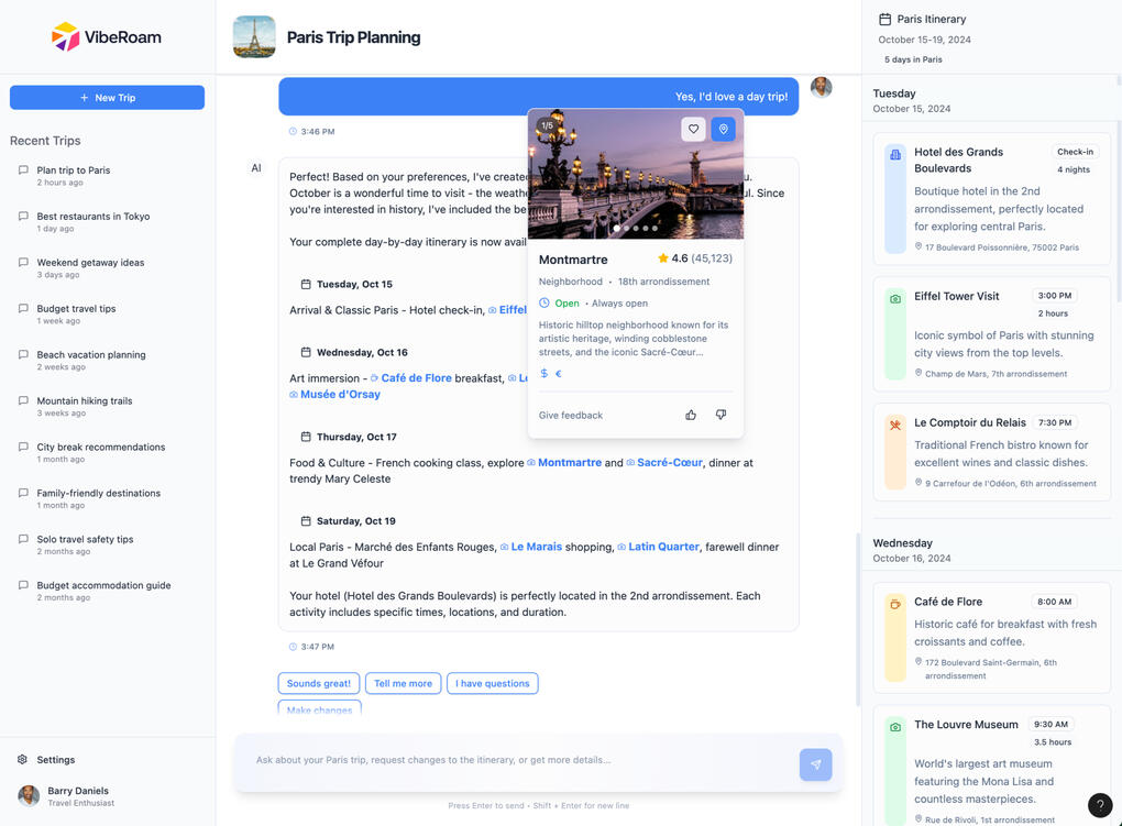 VibeRoam Travel Planning Demo